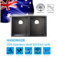 Double Bowl Nano Stainless Steel Black Kitchen Sink